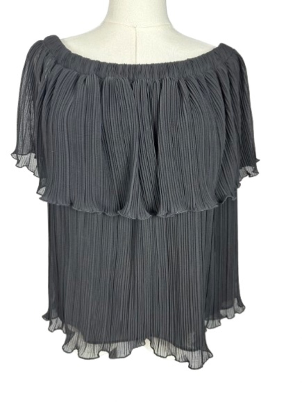 Black Off-Shoulder Pleated Women's Top